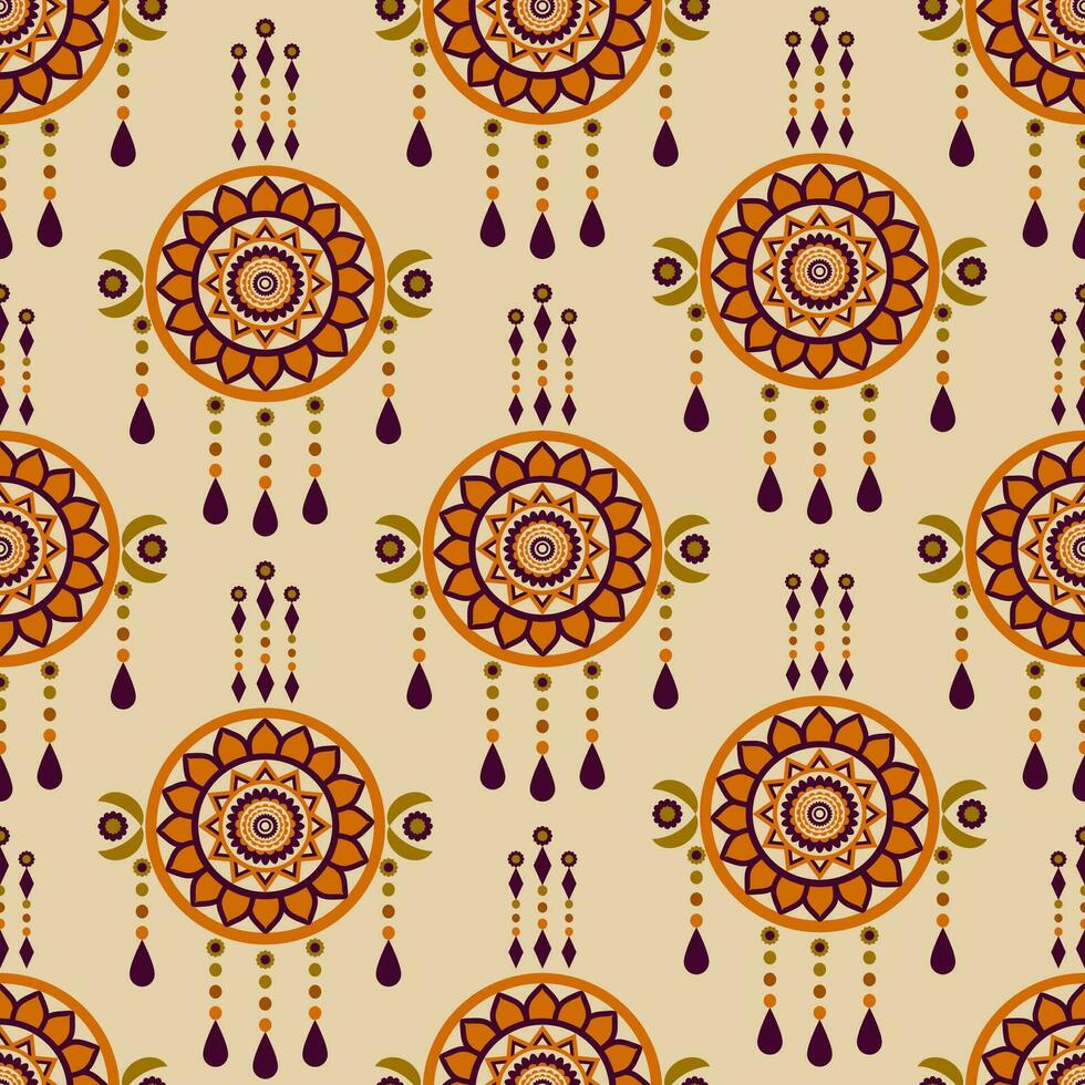 Ethnic abstract flower art. Seamless pattern in tribal, folk embroidery, and Mexican style. Aztec geometric art ornament print.Design for carpet, wallpaper, clothing, wrapping, fabric, cover, textile vector