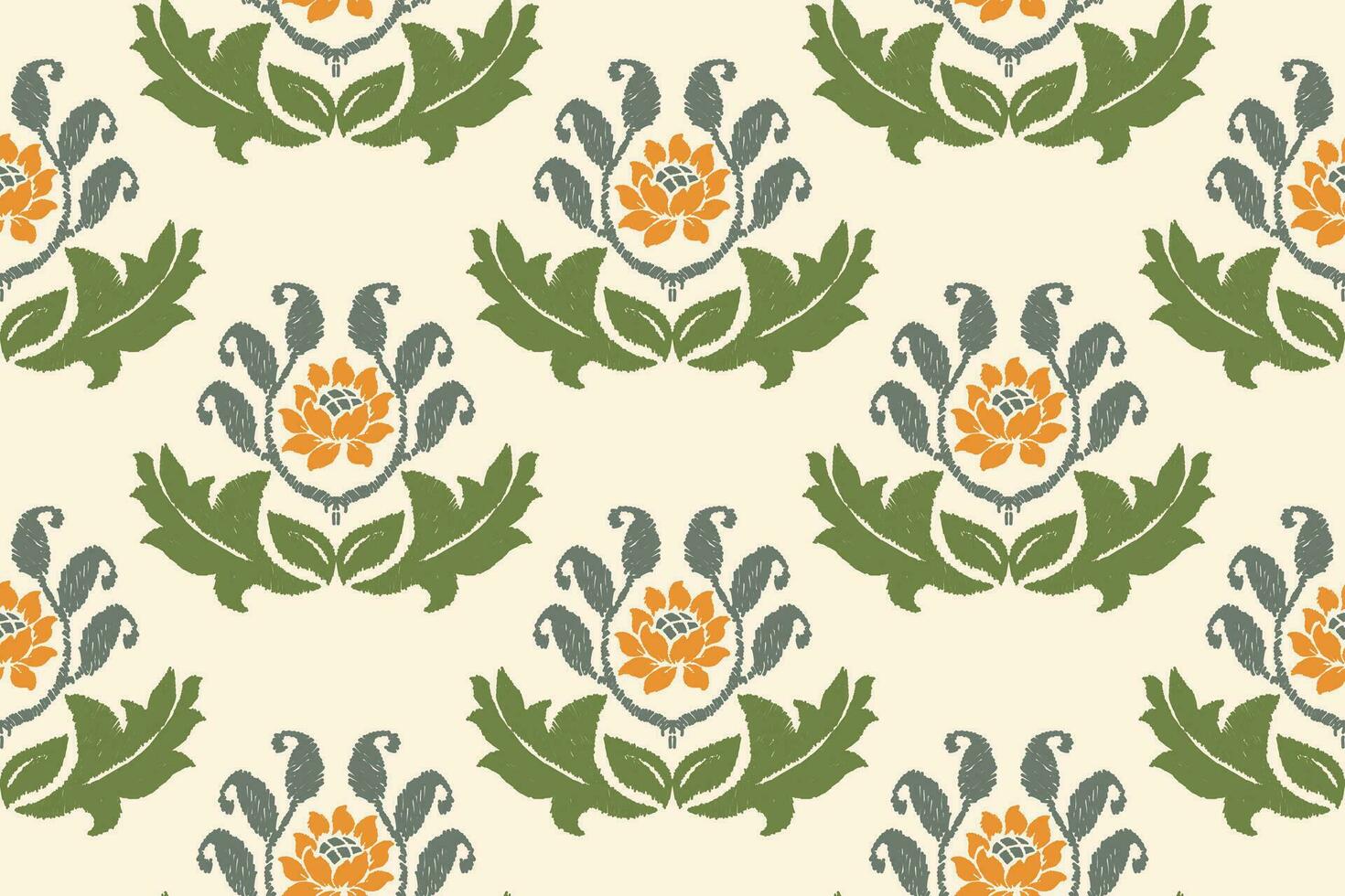 Seamless pattern of Ikat, traditional seamless pattern, yellow background, Aztec style, embroidery, abstract, vector, design illustration for texture, fabric, print. vector