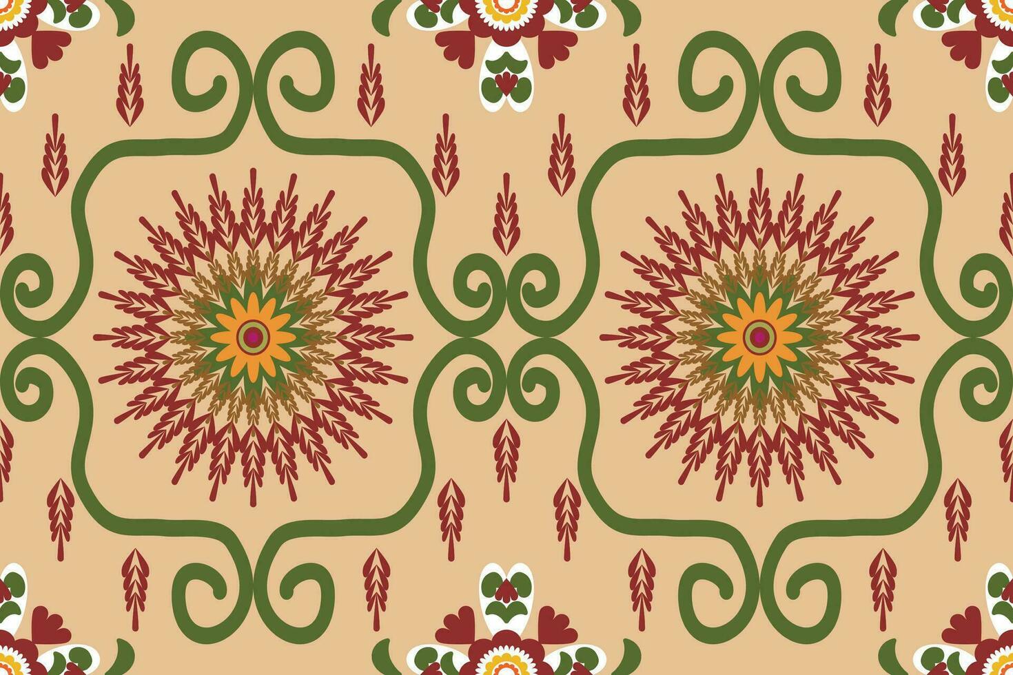 Seamless fabric pattern adorned with traditional .Design for background, carpet, wallpaper, clothing, wrapping, Batik, fabric, Vector. vector