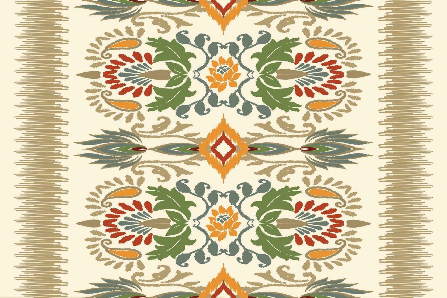Seamless pattern of Ikat, traditional seamless pattern, yellow background, Aztec style, embroidery, abstract, vector, design illustration for texture, fabric, print. vector