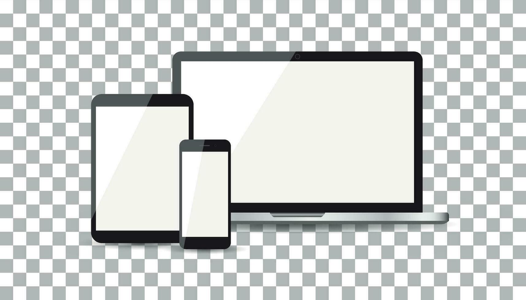 Realistic device flat Icons smartphone, tablet, laptop. Vector illustration on isolated background
