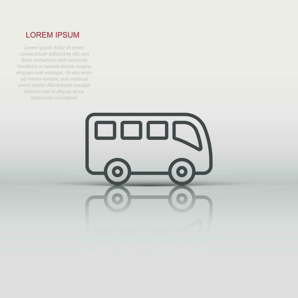 Bus icon in flat style. Coach vector illustration on white isolated background. Autobus vehicle business concept.