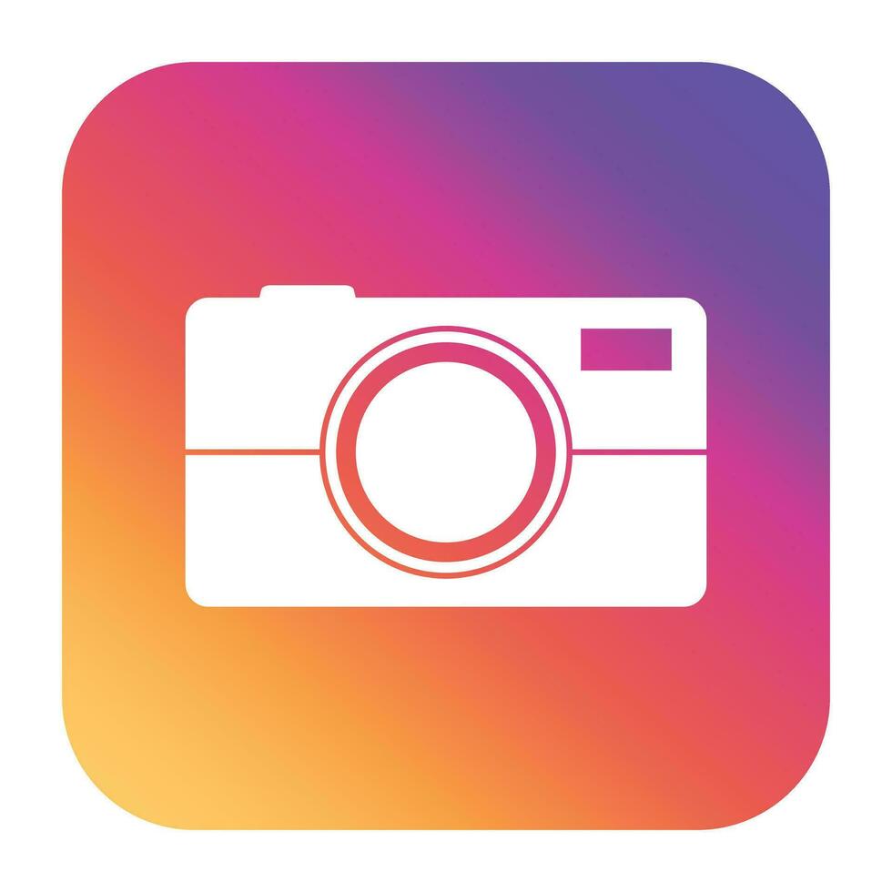 Camera icon on gradient background. Flat vector illustration.