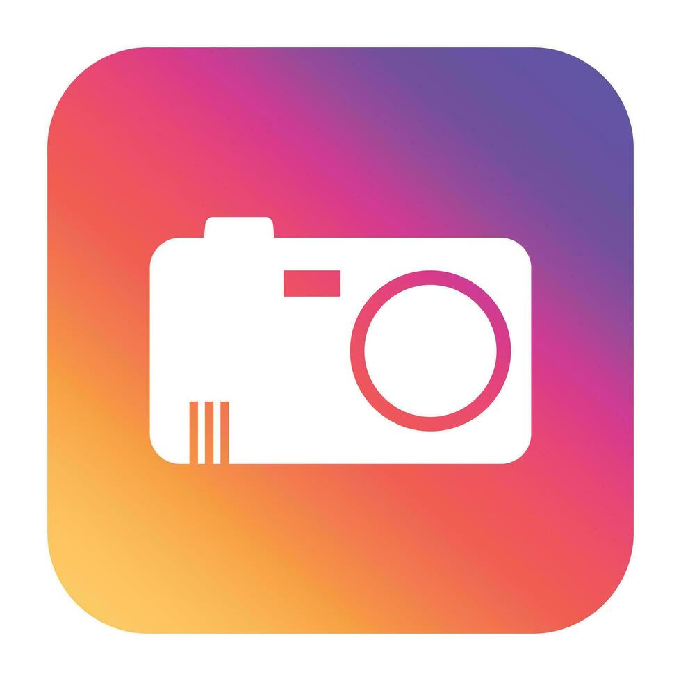 Camera icon on gradient background. Flat vector illustration.