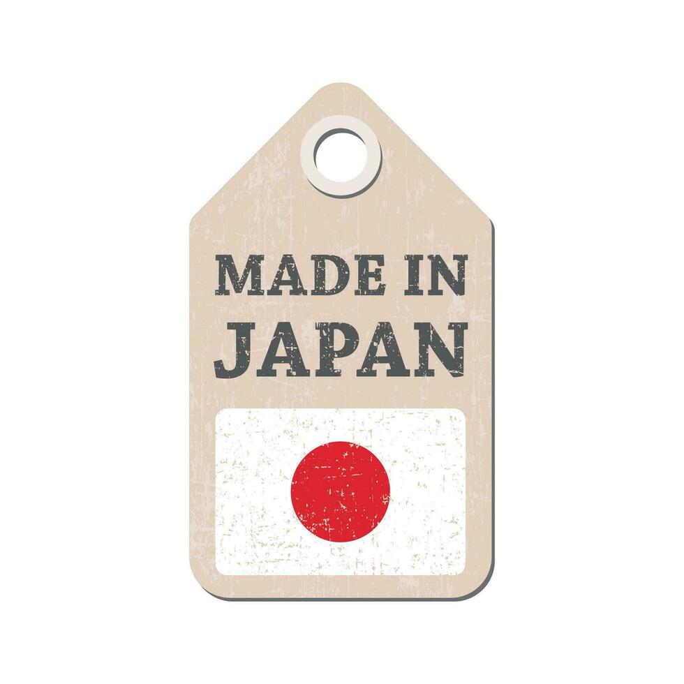colgar etiqueta hecho en Japón con bandera. vector ilustración