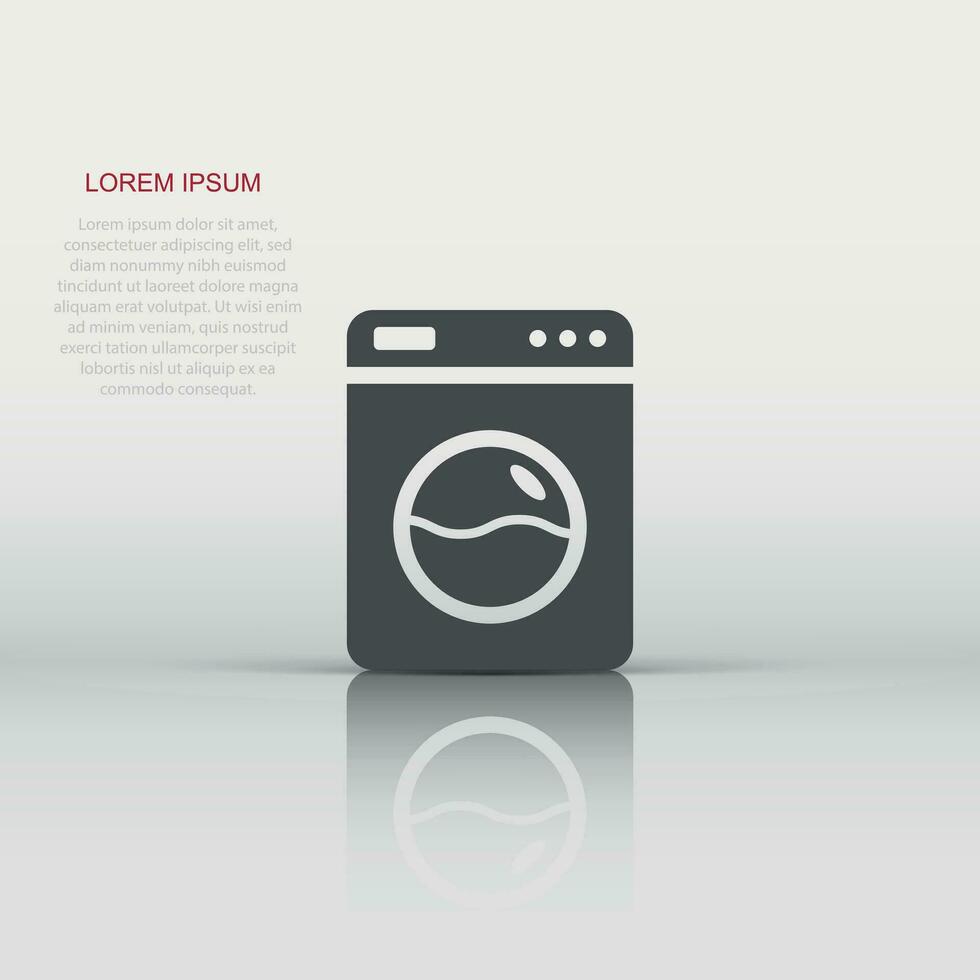 Washing machine icon in flat style. Washer vector illustration on white isolated background. Laundry business concept.
