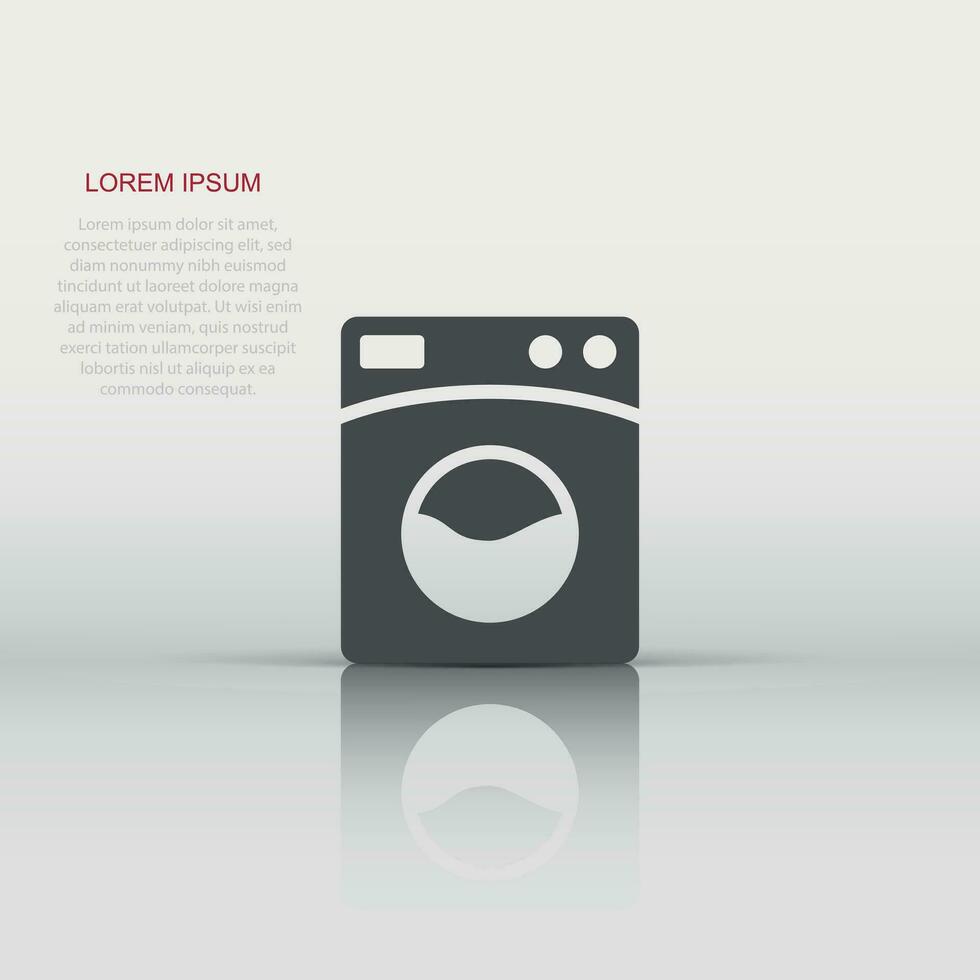 Washing machine icon in flat style. Washer vector illustration on white isolated background. Laundry business concept.