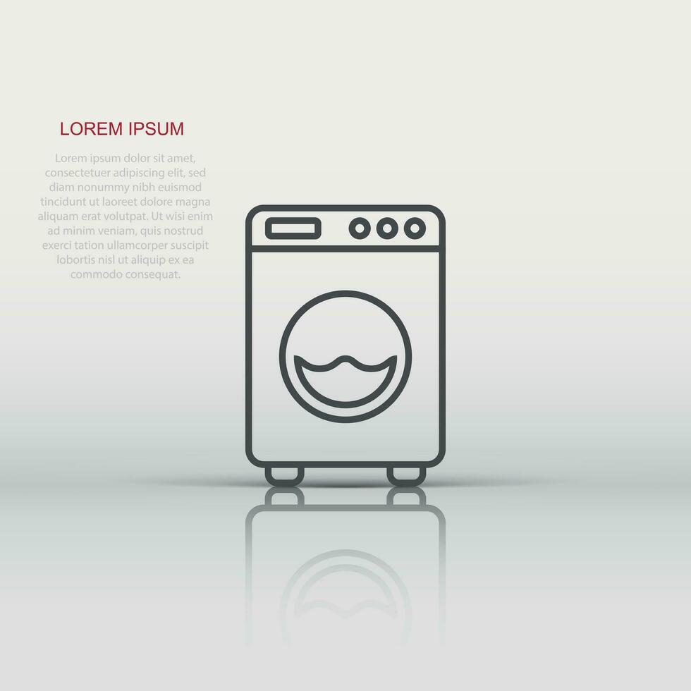 Washing machine icon in flat style. Washer vector illustration on white isolated background. Laundry business concept.