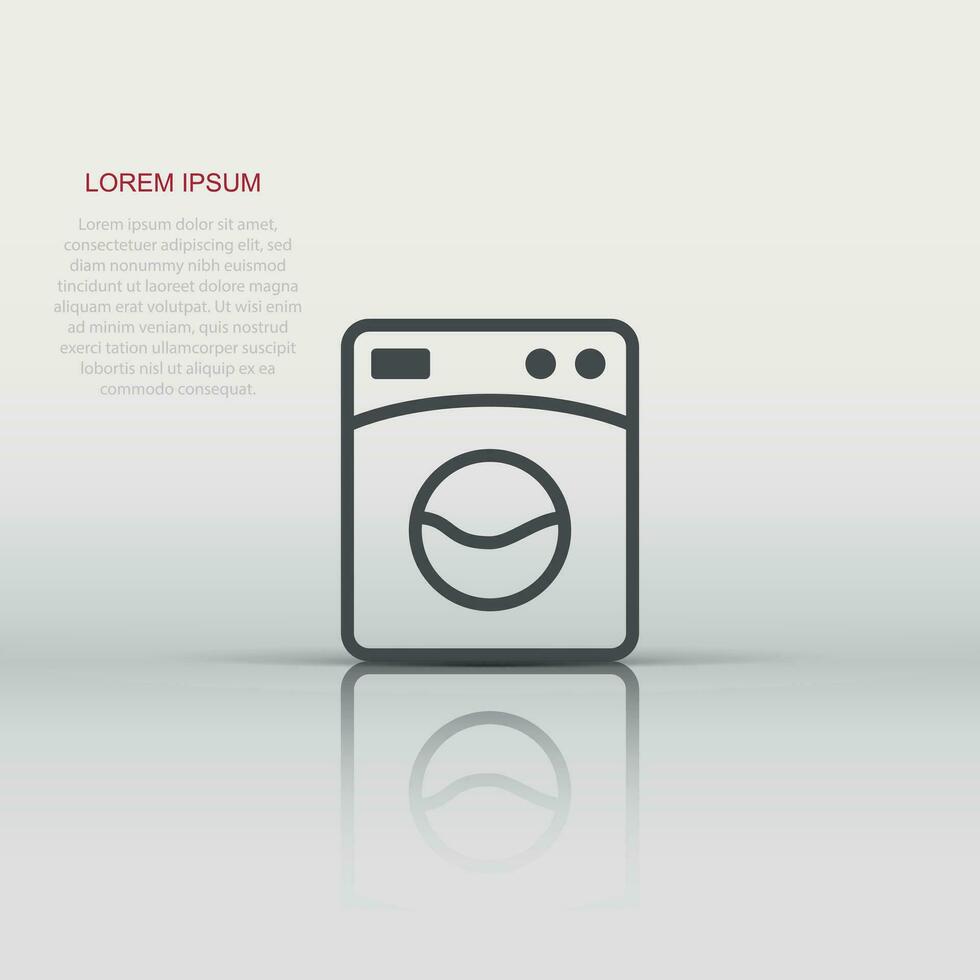 Washing machine icon in flat style. Washer vector illustration on white isolated background. Laundry business concept.