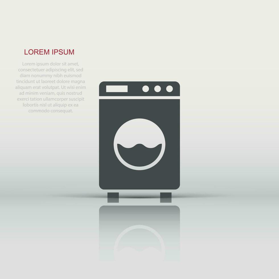 Washing machine icon in flat style. Washer vector illustration on white isolated background. Laundry business concept.