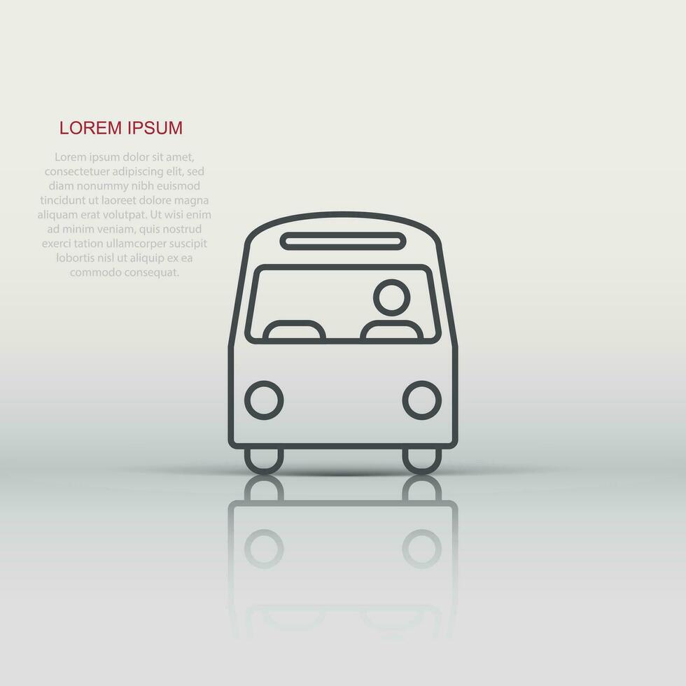 Bus icon in flat style. Coach vector illustration on white isolated background. Autobus vehicle business concept.