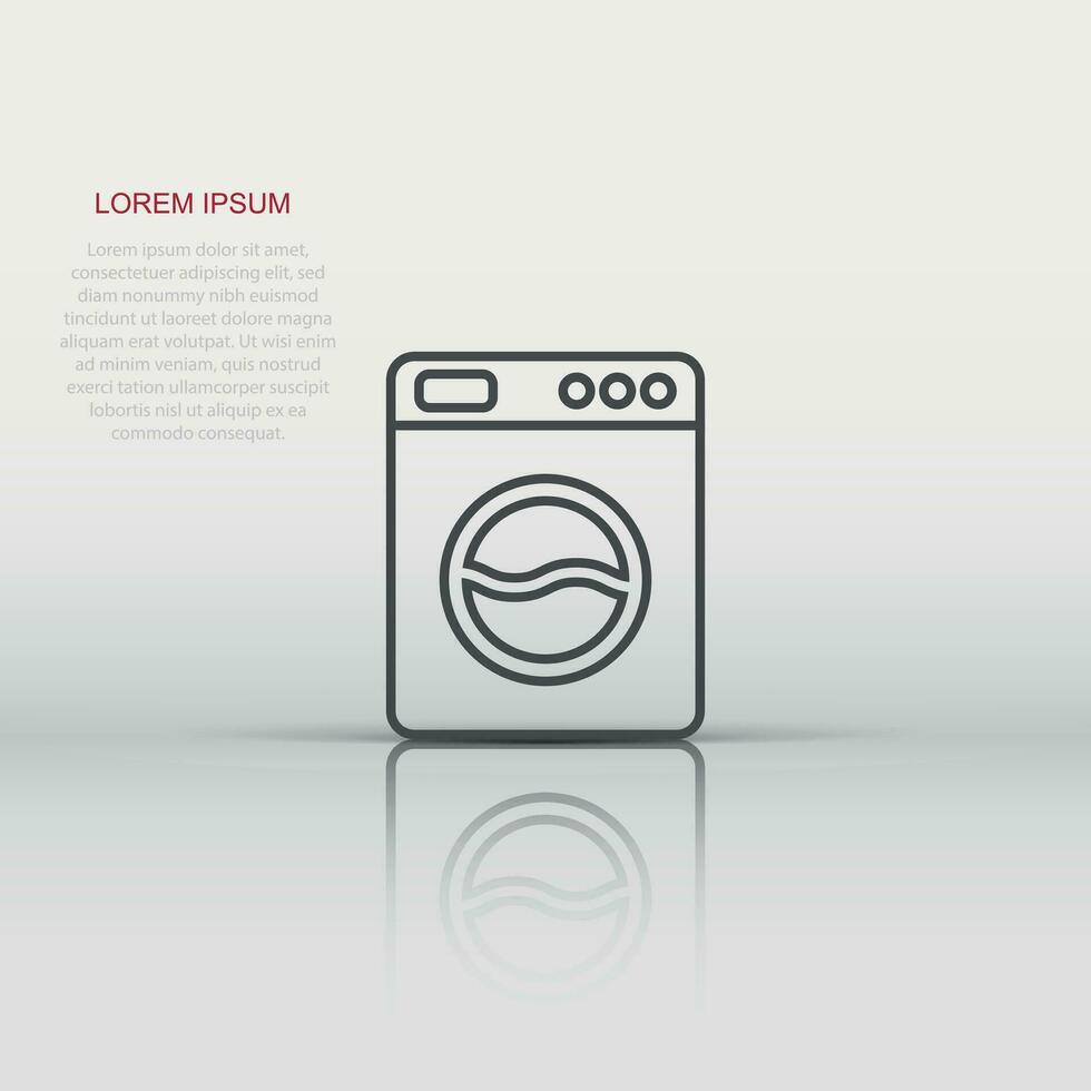 Washing machine icon in flat style. Washer vector illustration on white isolated background. Laundry business concept.