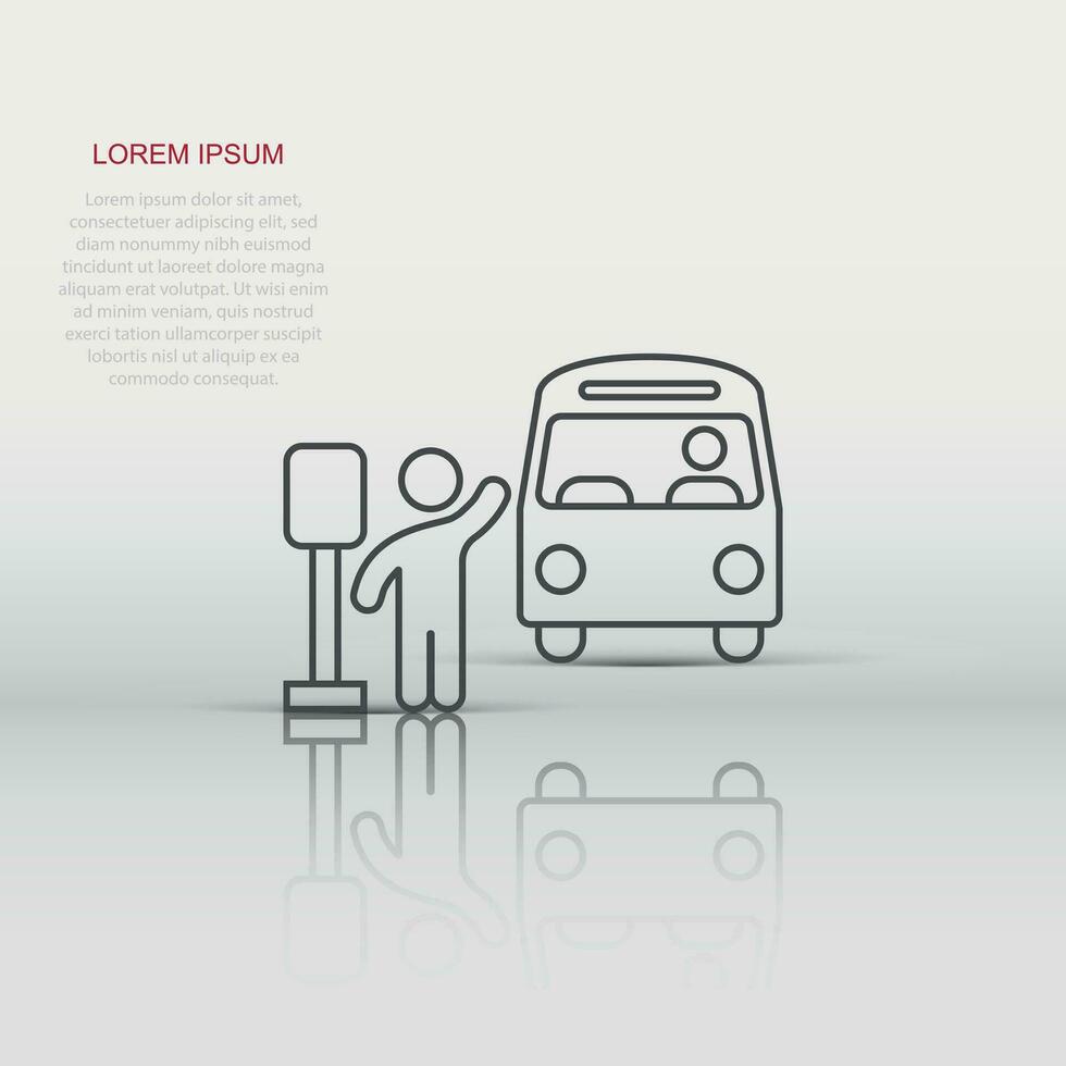 icono de la estación de autobuses en estilo plano. ilustración vectorial de parada automática sobre fondo blanco aislado. concepto de negocio de vehículos autobus. vector