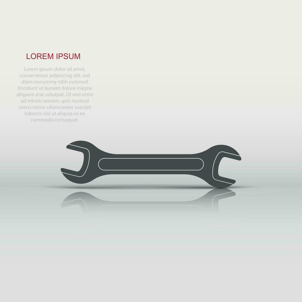 Wrench icon in flat style. Spanner key vector illustration on white isolated background. Repair equipment business concept.