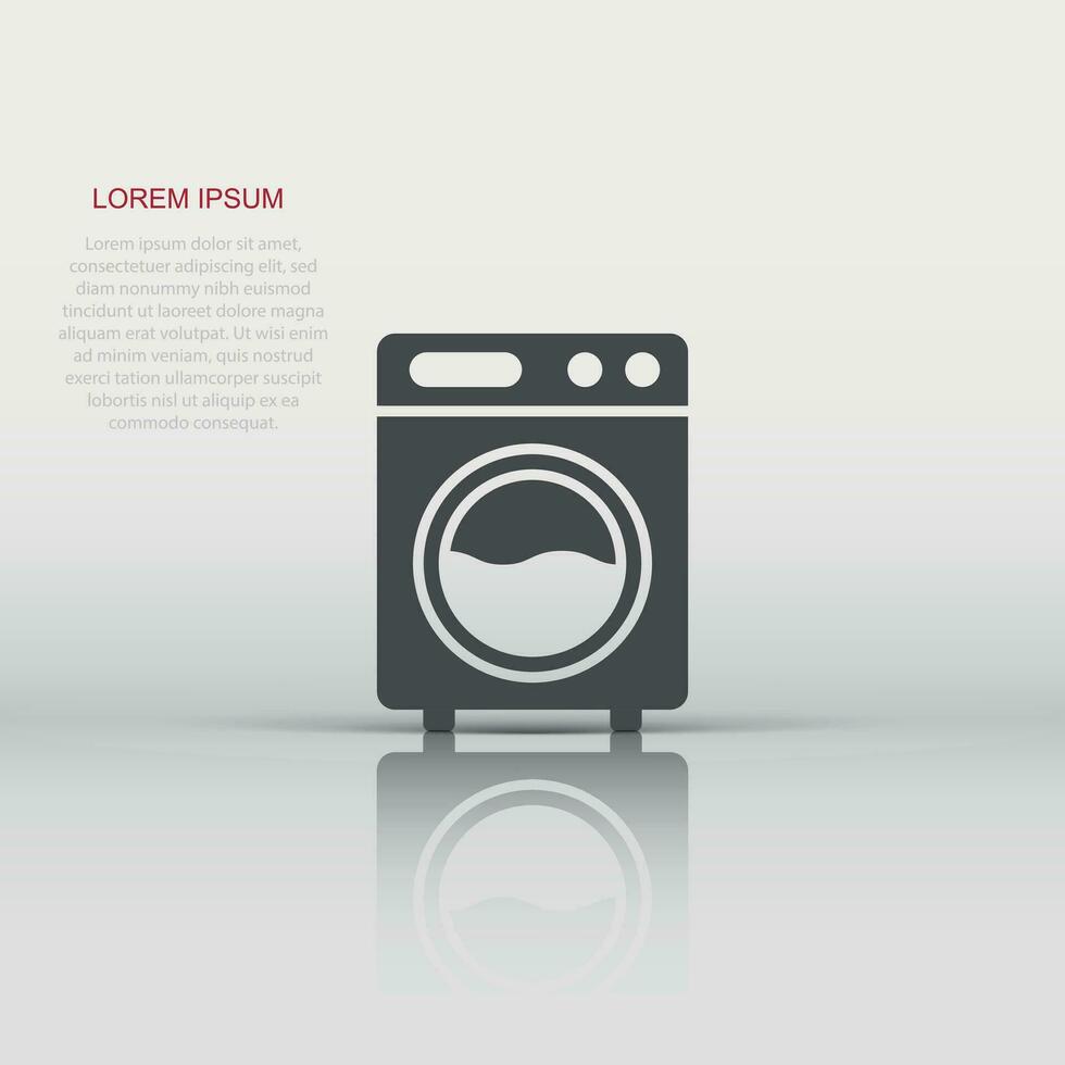 Washing machine icon in flat style. Washer vector illustration on white isolated background. Laundry business concept.