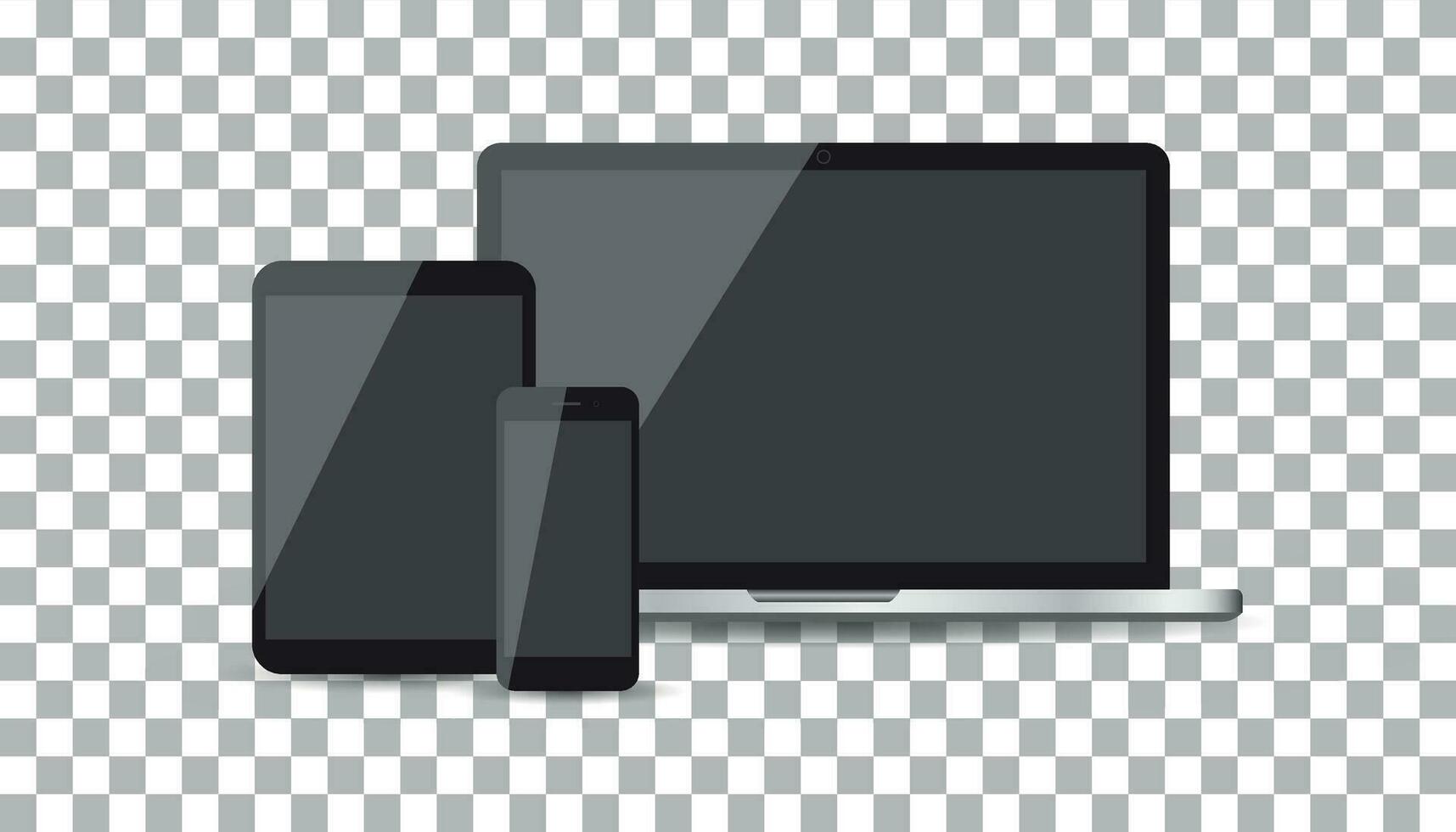 Realistic device flat Icons smartphone, tablet, laptop. Vector illustration on isolated background