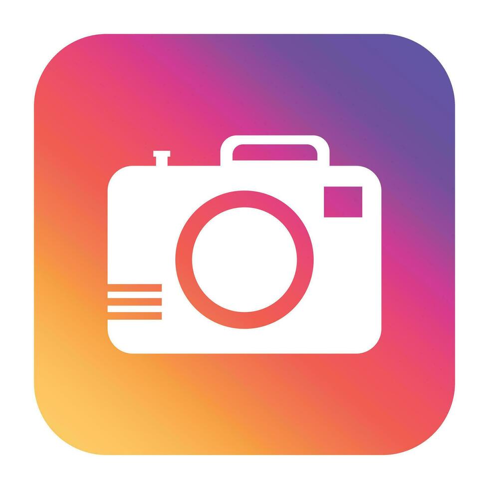 Camera icon on gradient background. Flat vector illustration.