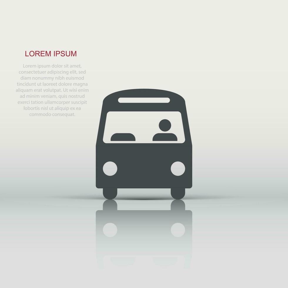 Bus icon in flat style. Coach vector illustration on white isolated background. Autobus vehicle business concept.
