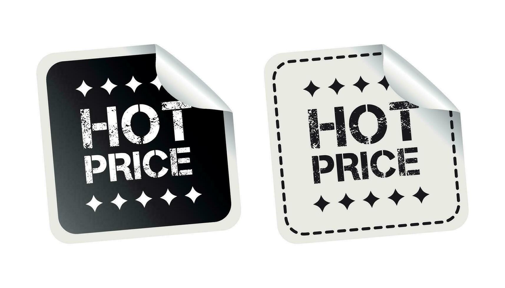 Hot price sticker. Black and white vector illustration.