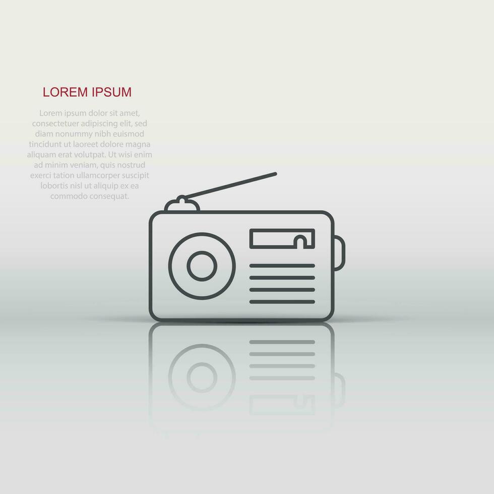 Radio icon in flat style. Fm broadcast vector illustration on white isolated background. Radiocast business concept.