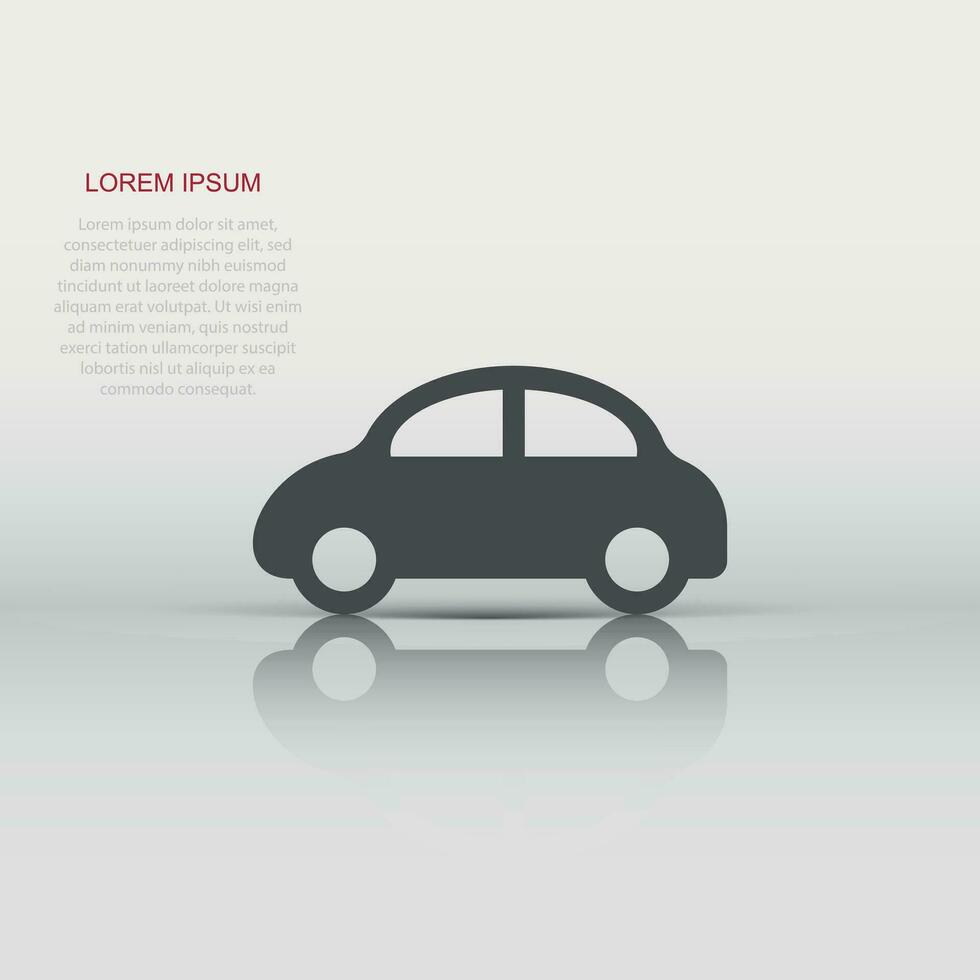 Car icon in flat style. Automobile vehicle vector illustration on white isolated background. Sedan business concept.