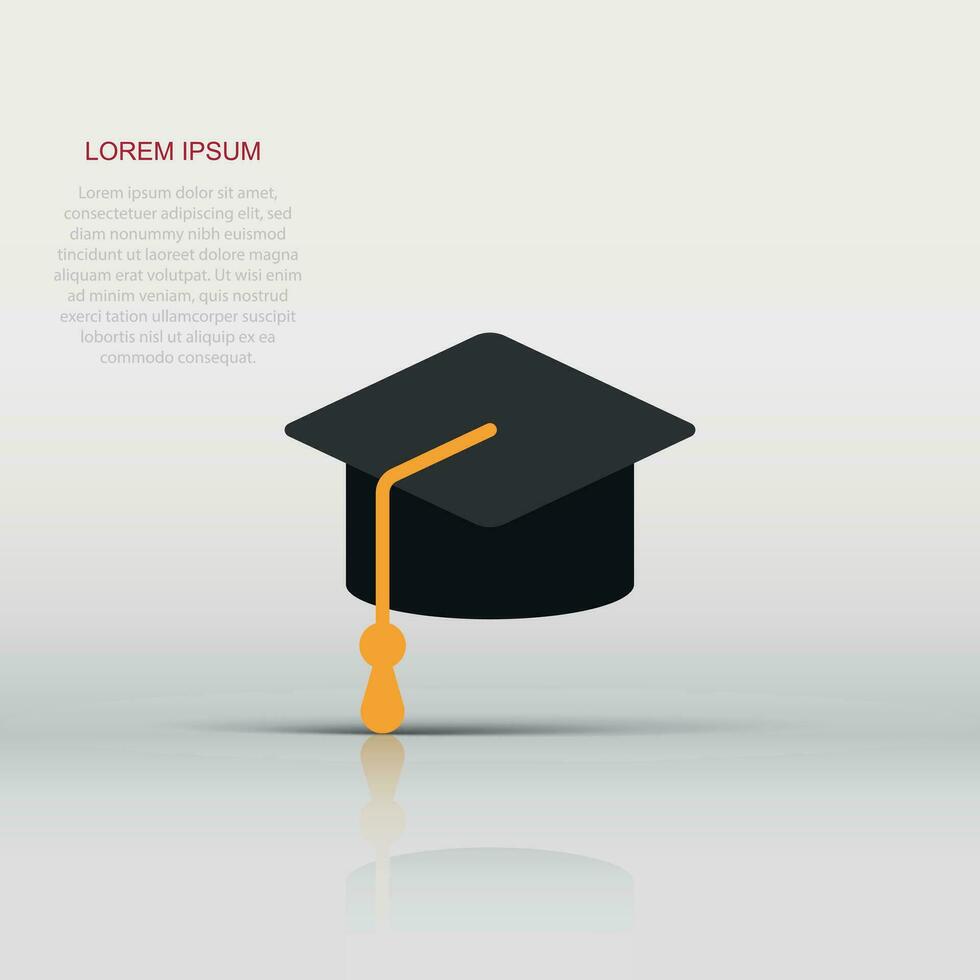 Graduation hat icon in flat style. Student cap vector illustration on white isolated background. University business concept.