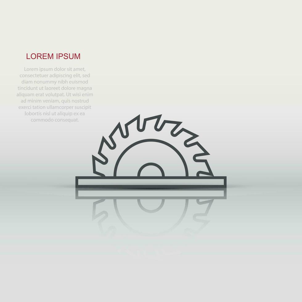 Saw blade icon in flat style. Circular machine vector illustration on white isolated background. Rotary disc business concept.