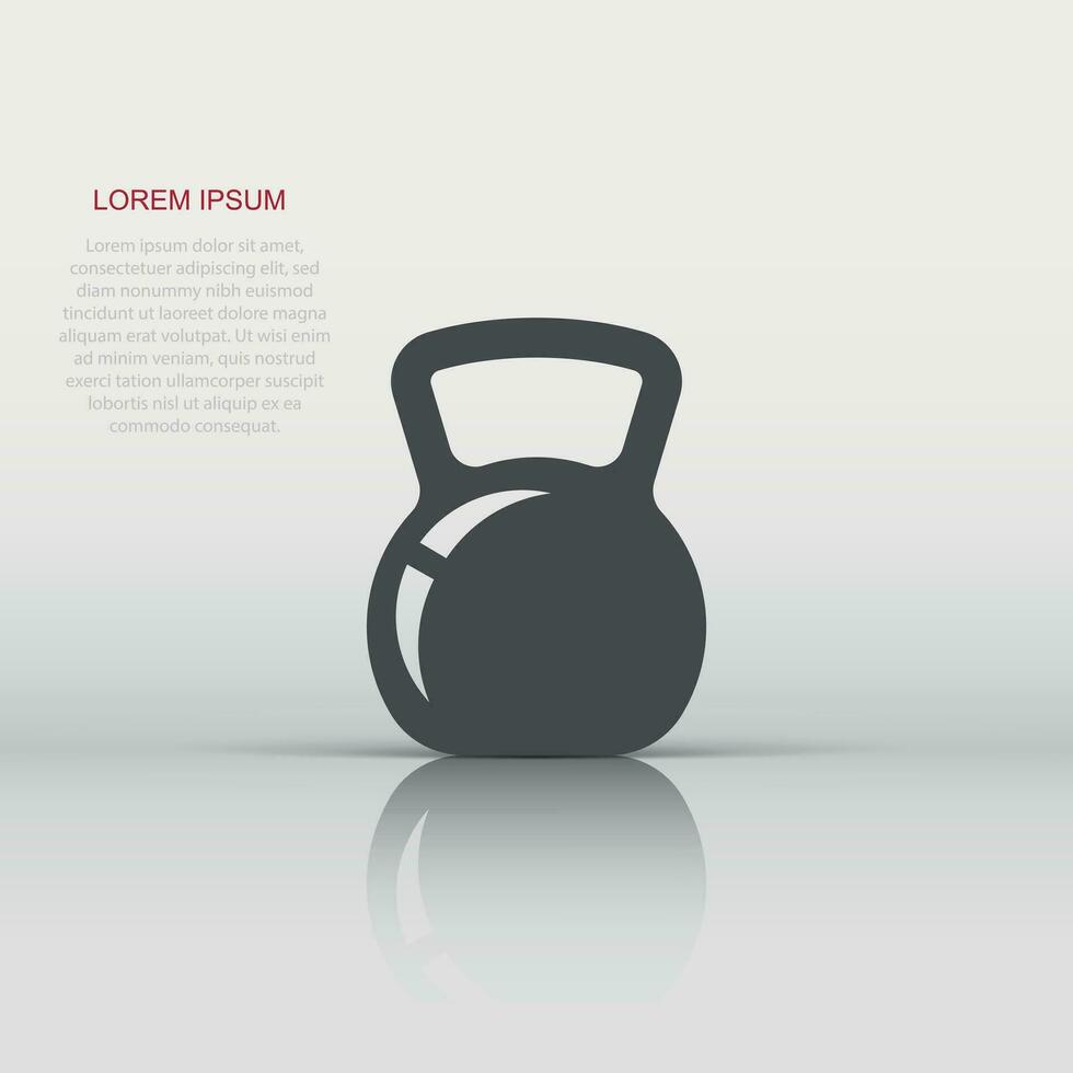 Kettlebell icon in flat style. Barbell sport equipment vector illustration on white isolated background. Dumbbell business concept.