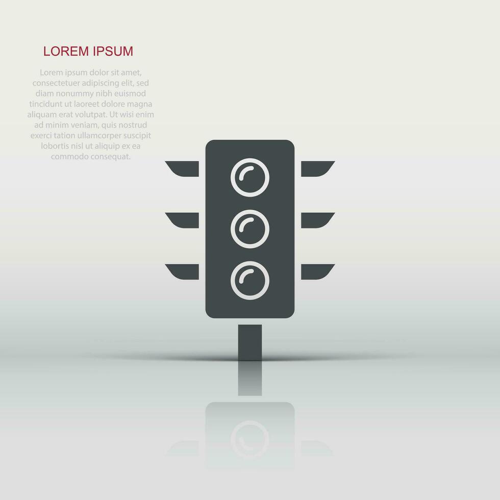 Semaphore icon in flat style. Traffic light vector illustration on white isolated background. Crossroads business concept.