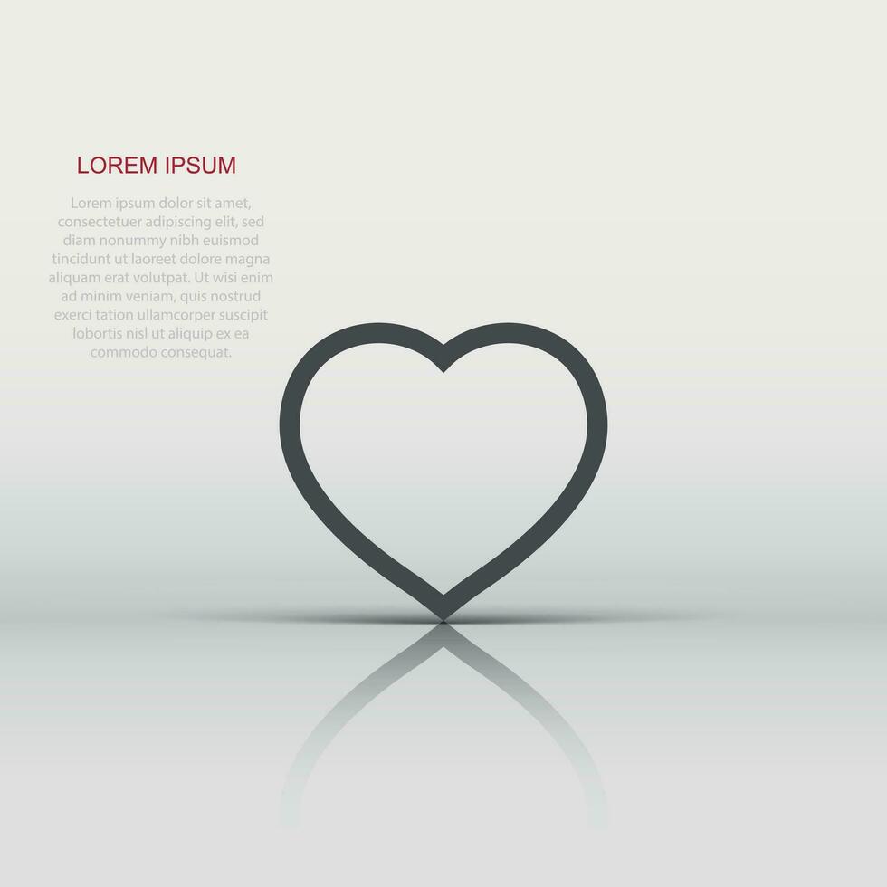 Heart icon in flat style. Love vector illustration on white isolated background. Romantic business concept.