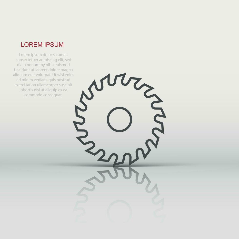 Saw blade icon in flat style. Circular machine vector illustration on white isolated background. Rotary disc business concept.