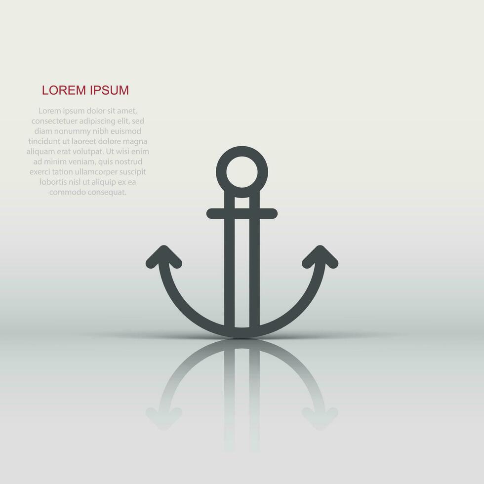 Boat anchor icon in flat style. Vessel hook vector illustration on white isolated background. Ship equipment business concept.