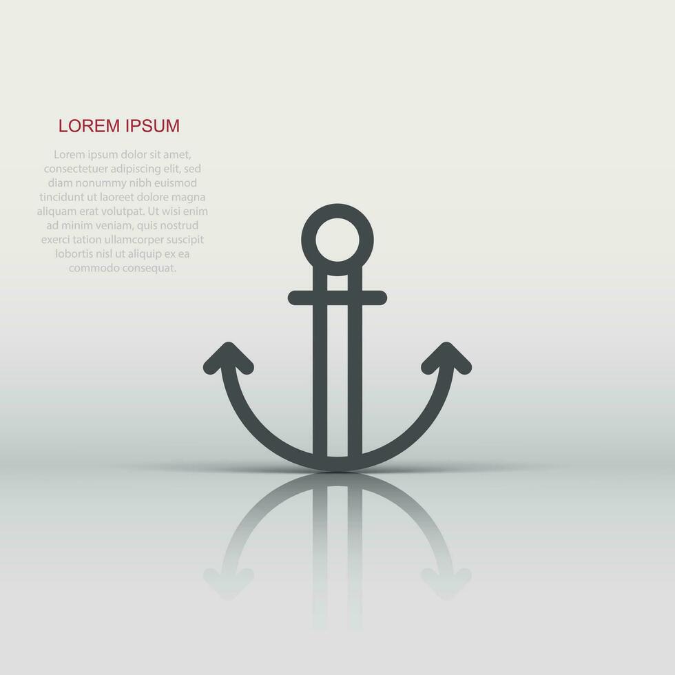 Boat anchor icon in flat style. Vessel hook vector illustration on