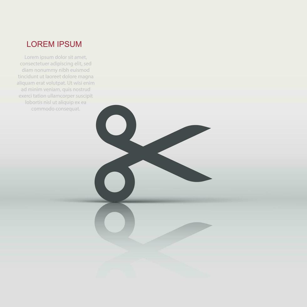 Scissor icon in flat style. Cut equipment vector illustration on white isolated background. Cutter business concept.