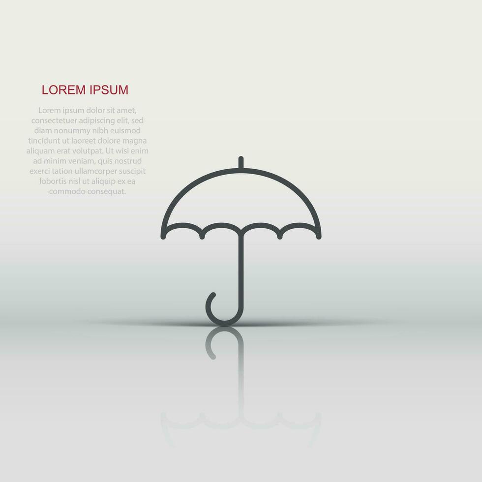 Umbrella icon in flat style. Parasol vector illustration on white isolated background. Canopy business concept.