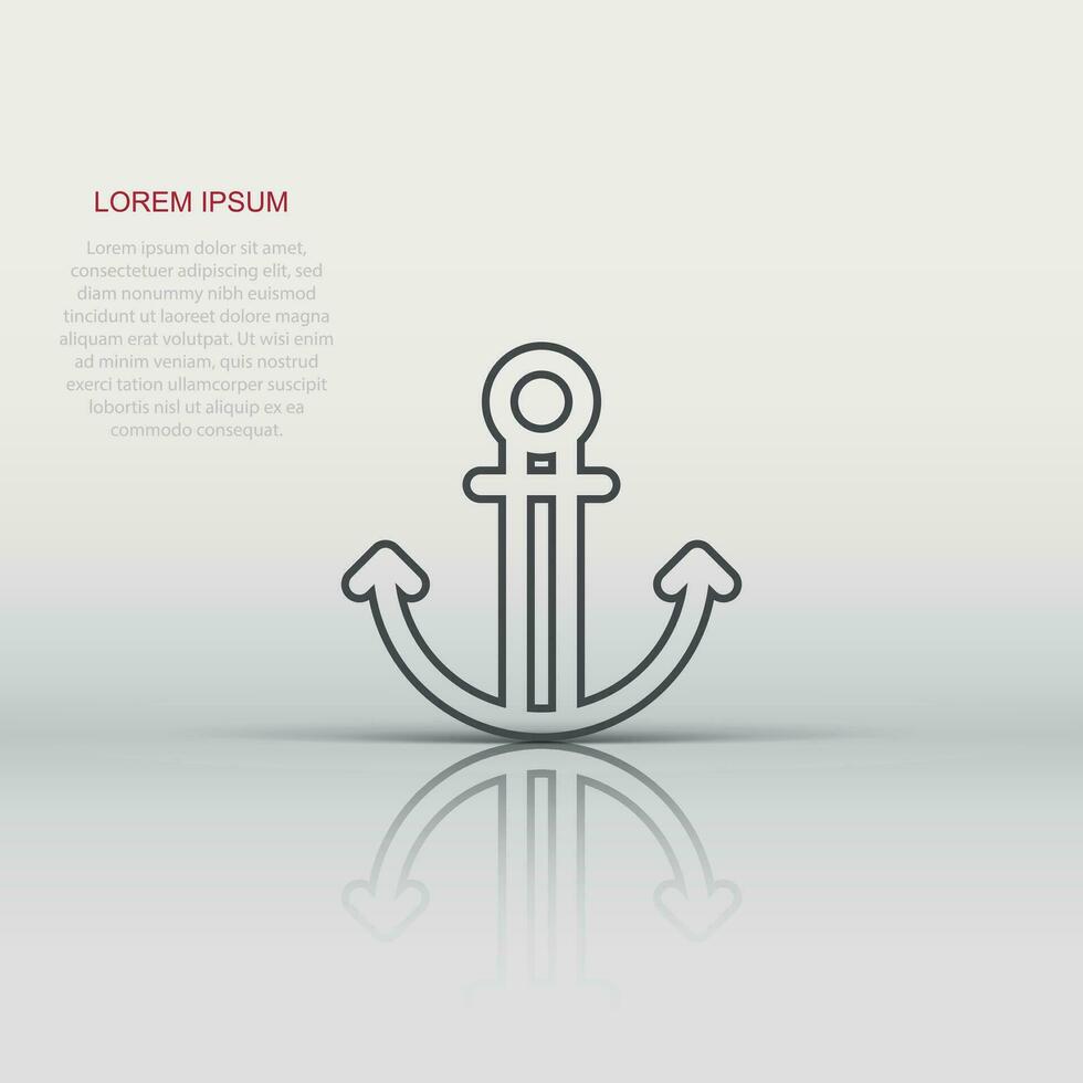 Boat anchor icon in flat style. Vessel hook vector illustration on white isolated background. Ship equipment business concept.