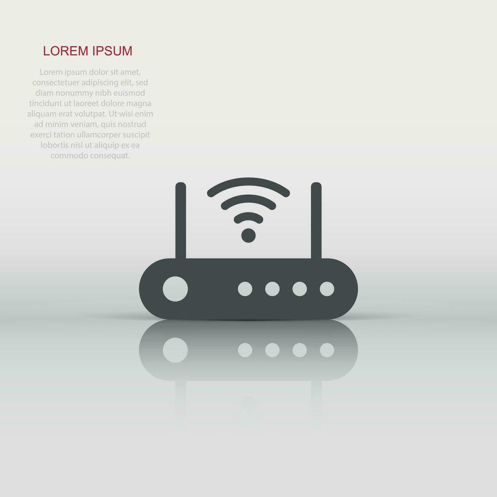 Wifi router icon in flat style. Broadband vector illustration on white isolated background. Internet connection business concept.