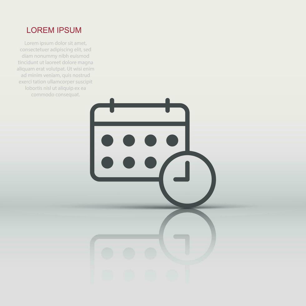 Calendar icon in flat style. Agenda vector illustration on white isolated background. Schedule planner business concept.