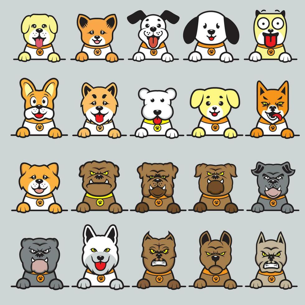 un colección de perros con diferente colores vector