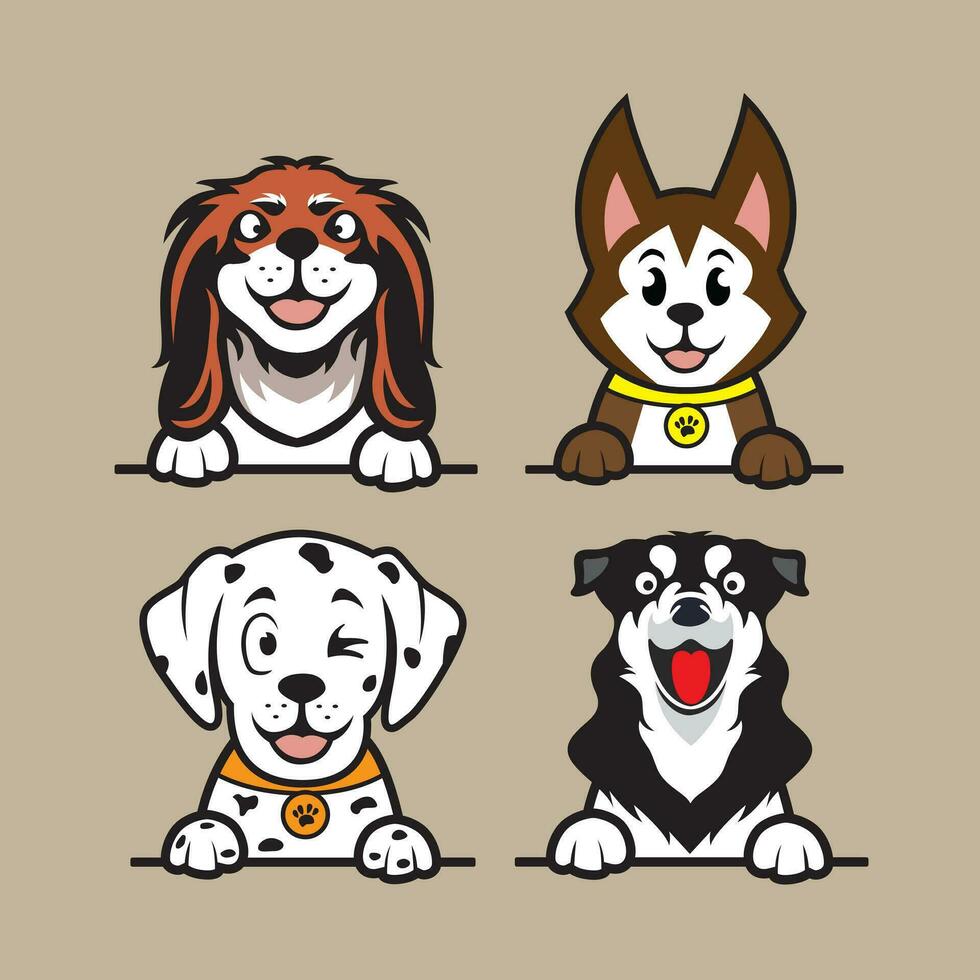 un colección de perros con diferente colores vector