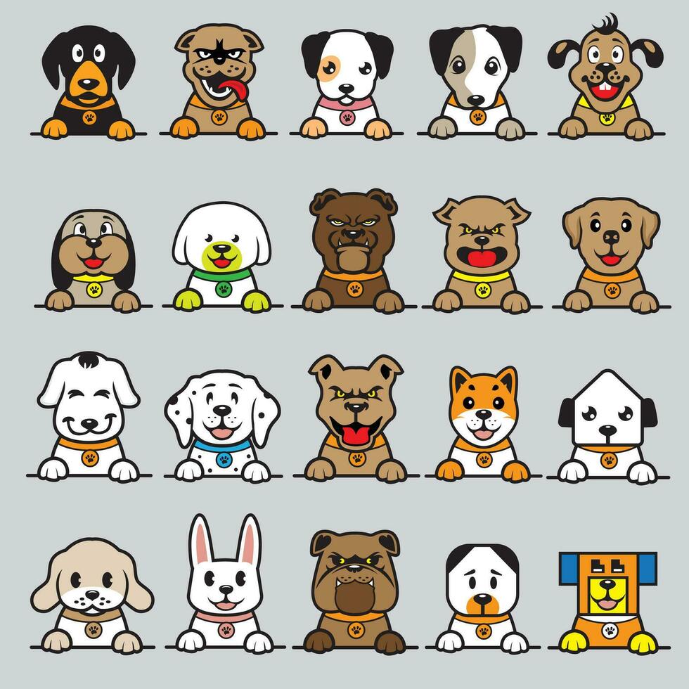un colección de perros con diferente colores vector