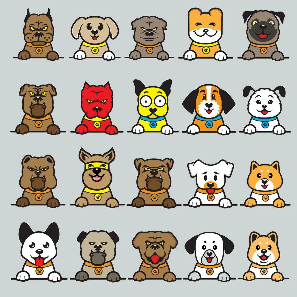 un colección de perros con diferente colores vector