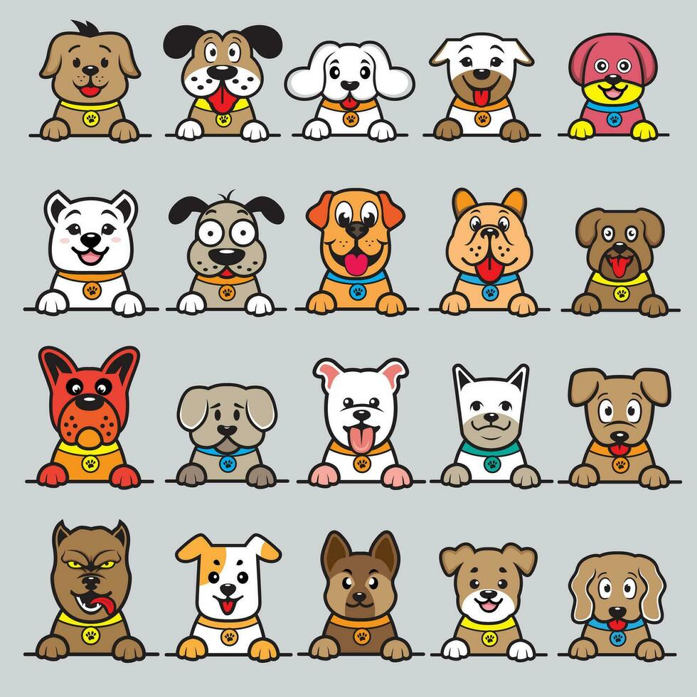 A collection of dogs with different colors vector