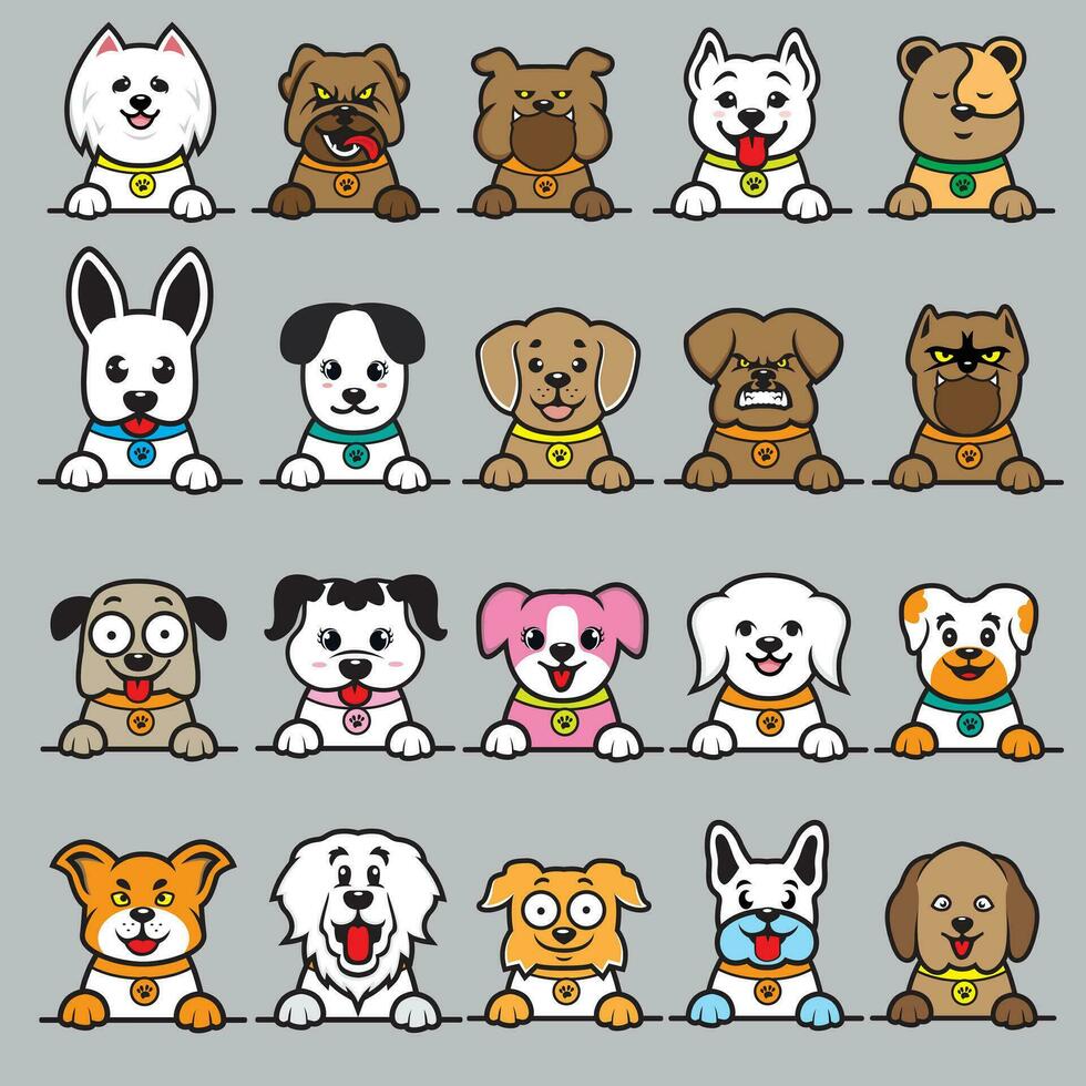 A collection of dogs with different colors vector