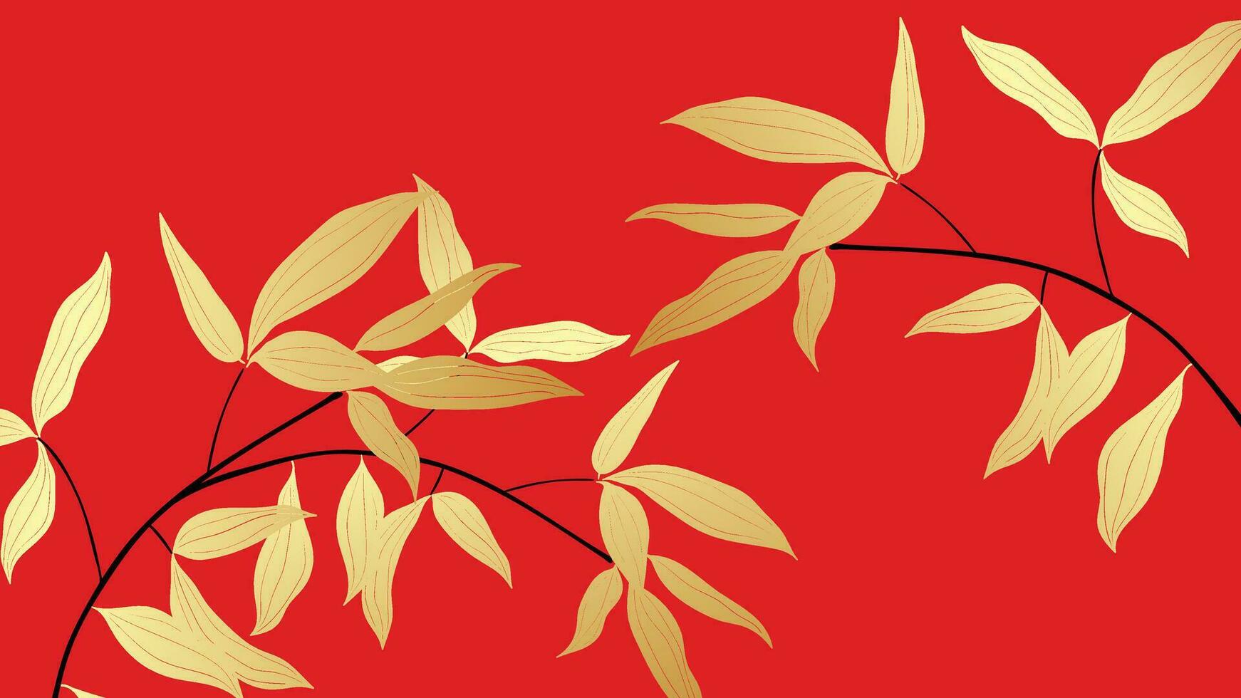 contento chino nuevo año lujo estilo modelo antecedentes vector. oriental elegante oro bambú hojas rama en rojo antecedentes. diseño ilustración para fondo de pantalla, tarjeta, póster, embalaje, publicidad. vector