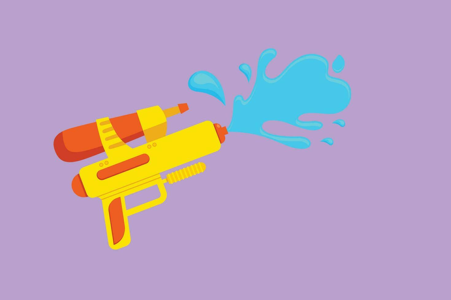 Character flat drawing of water gun splashed water for Songkran or Water Festival in Thailand and many other countries in Southeast Asia. Toys plastic water gun. Cartoon design vector illustration