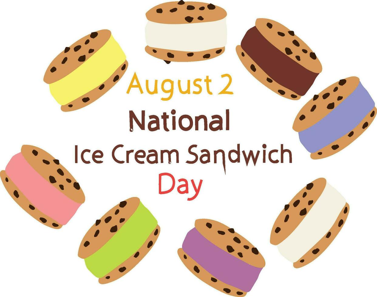 national ice cream sandwich day august 2 vector