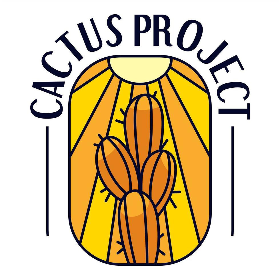 Cactus project adventure badge t for t-shirt designs clothing and logo brand, Summer desert logo sign illustration vector