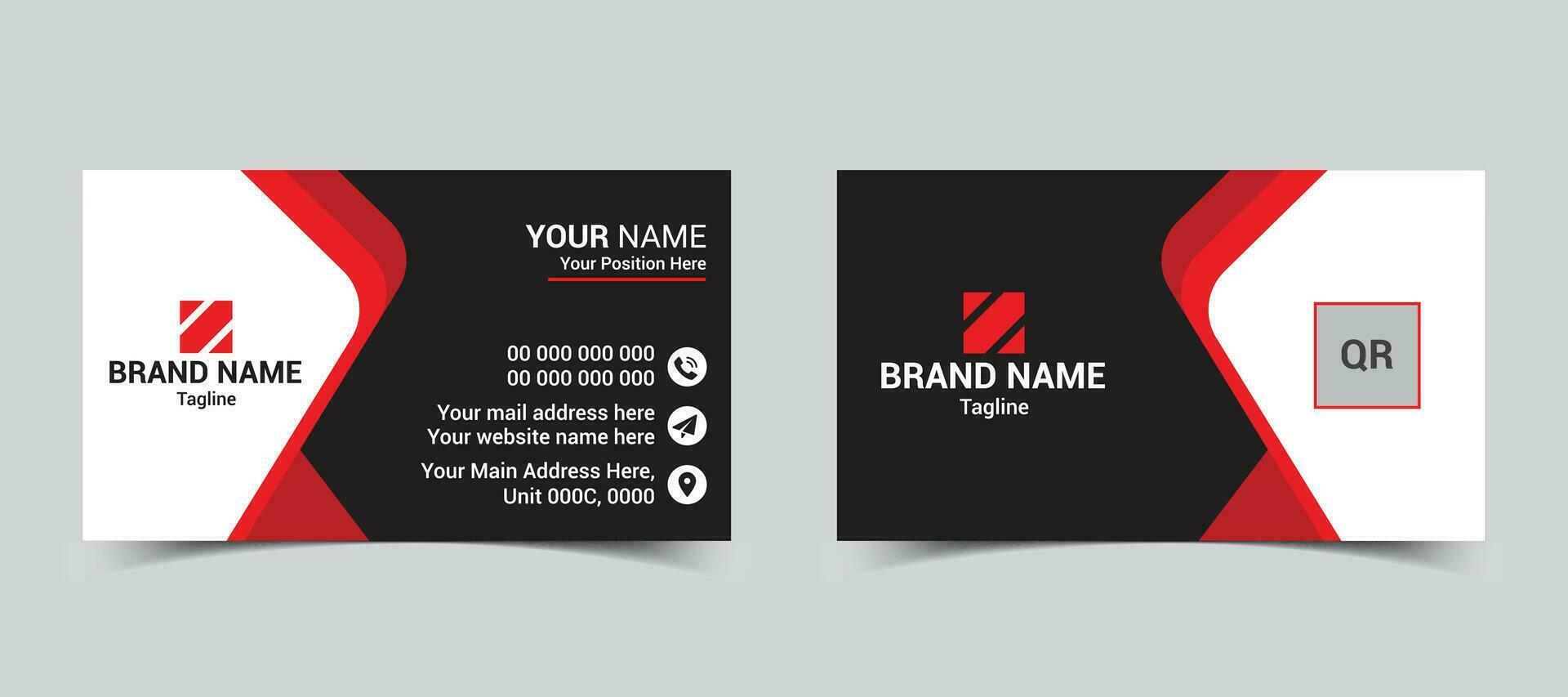 Creative and clean modern business card template or print ready red black visiting card design vector