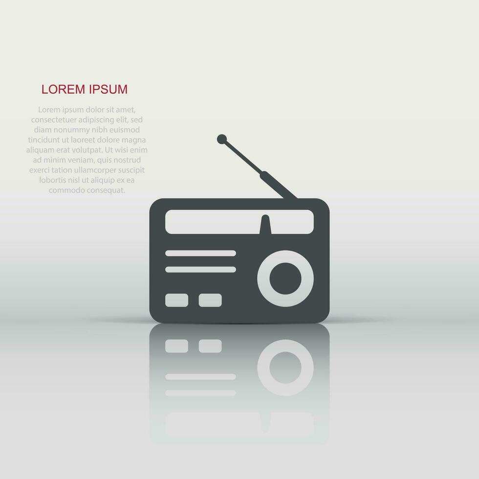 Radio icon in flat style. Fm broadcast vector illustration on white isolated background. Radiocast business concept.